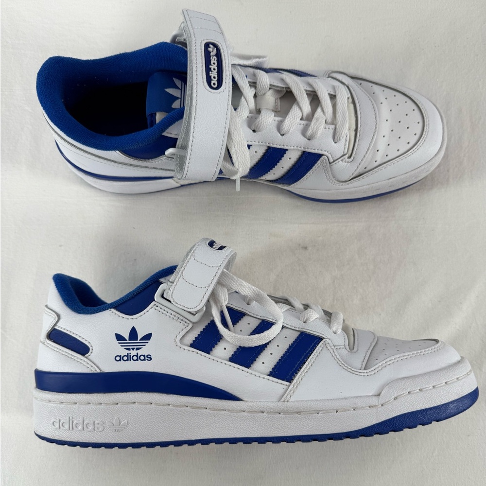 Adidas Forum Low‎ Leather Sneaker in White Royal Blue Size 11